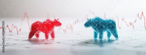 A bull and bear showing uncertainty over a volatile graph.