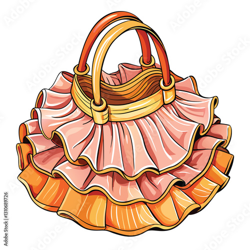 Design a realistic vector illustration of a ruffled fabric texture, showcasing intricate folds and shadows.  Include detailed highlights and subtle creases for a three-dimensional effect.