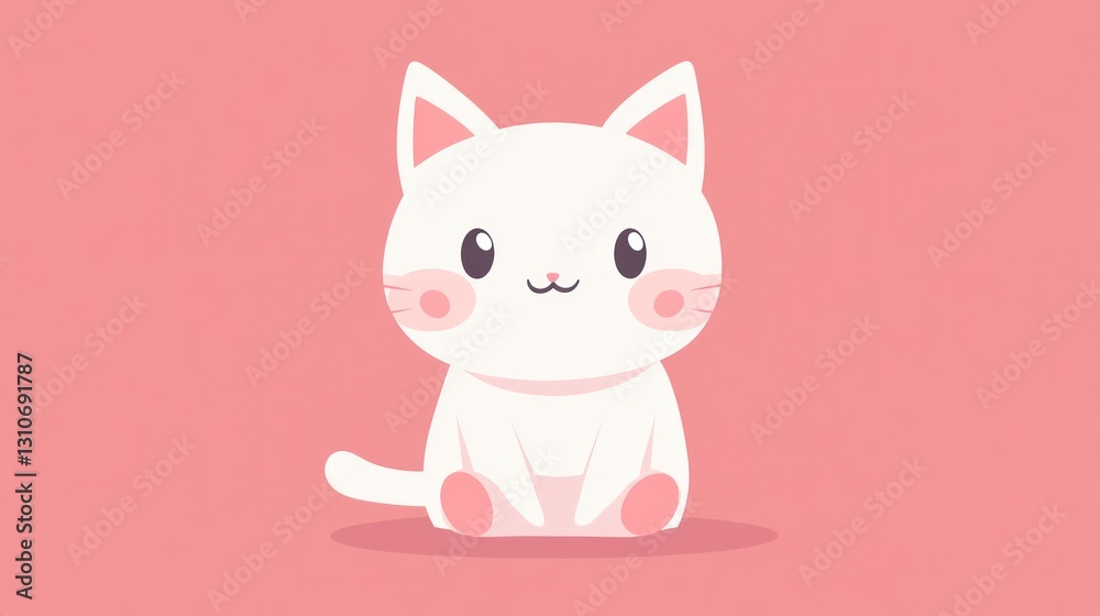 A sweet little cartoon cat is sitting with its legs crossed