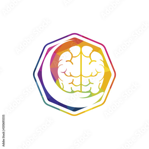 Brain care vector logo design. Human brain with hand icon logo design.