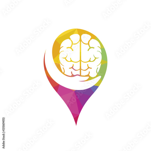 Brain care vector logo design. Human brain with hand icon logo design.