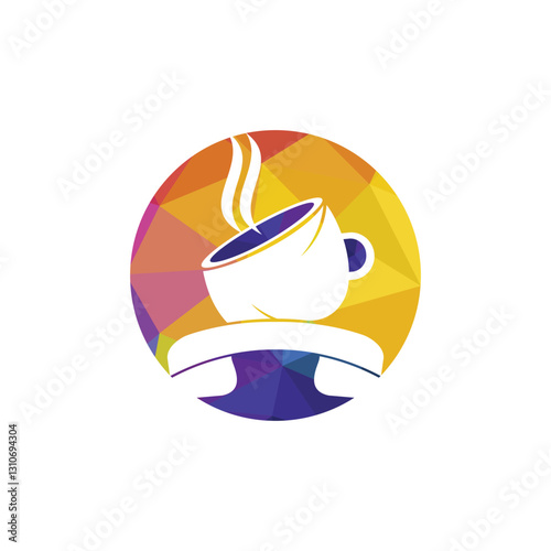 Coffee call vector logo design. Handset and cup icon.