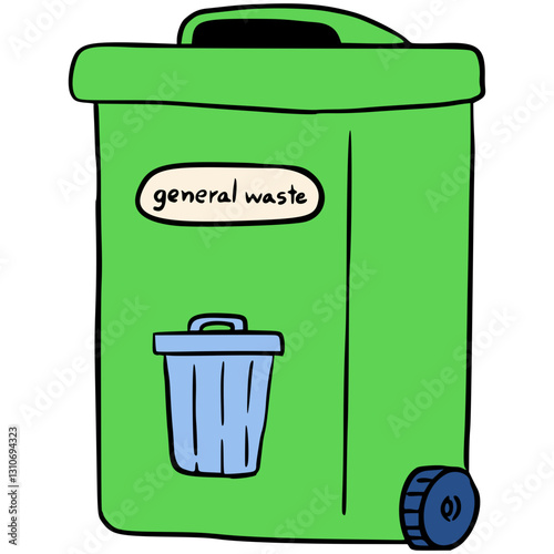 Handdrawn General waste bin illistration