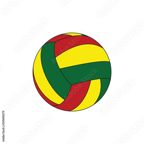 volley ball red green yellow.