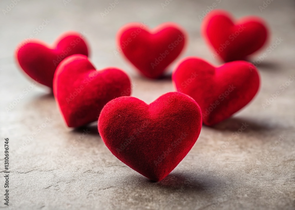 Obraz premium Minimalist Valentine's Day Red Velvet Hearts - Romantic Background