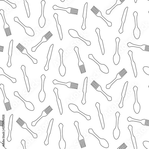 pattern cutlery knife spoon outlines