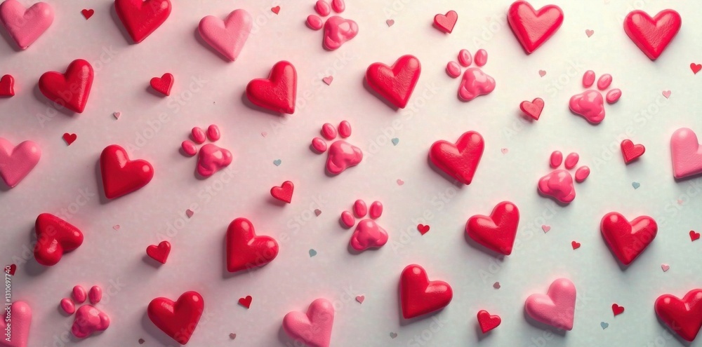 Heart-patterned background with dog paw prints in a circular motion , #heartpattern, wallpaper, dogpawprint Heart-patterned background with dog paw prints in a circular motion , #heartpattern, wallpaper, dogpawprint