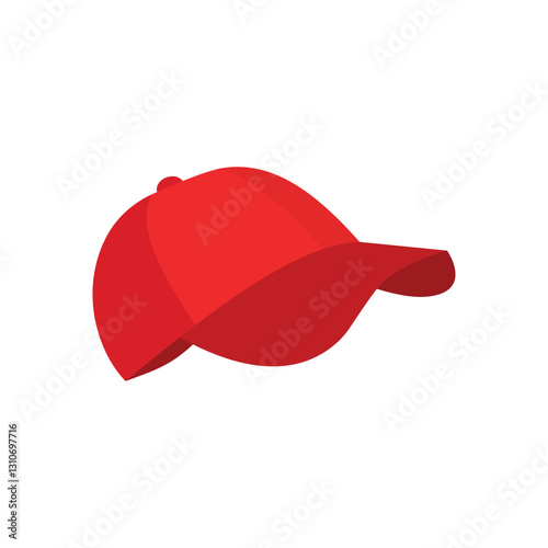 Baseball cap red flat vector design side view