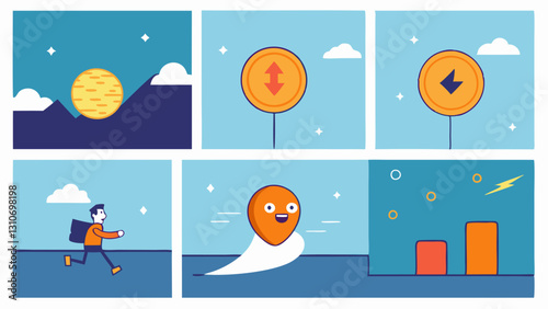 Journey of a Coin A comicstyle storyboard featuring a single coin that starts small and travels through different scenes gaining size and value as it encounters interest rates