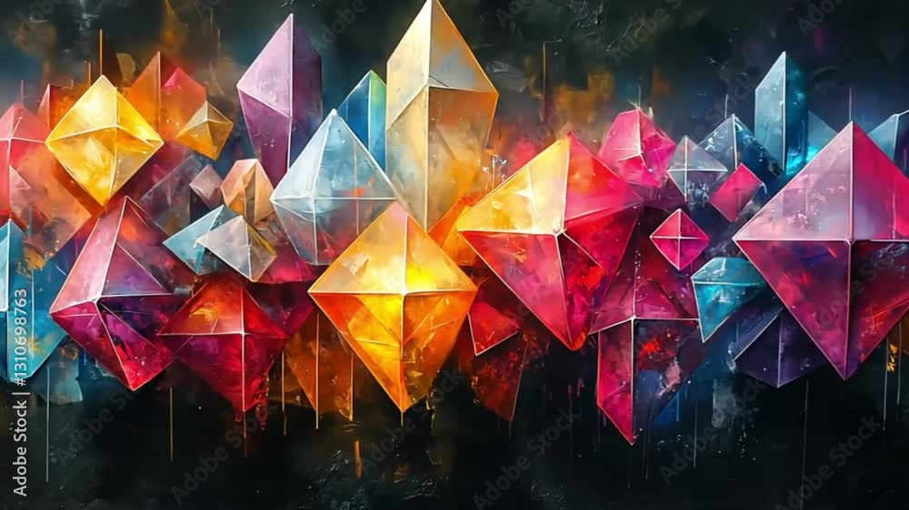 Abstract colorful crystals, digital art
