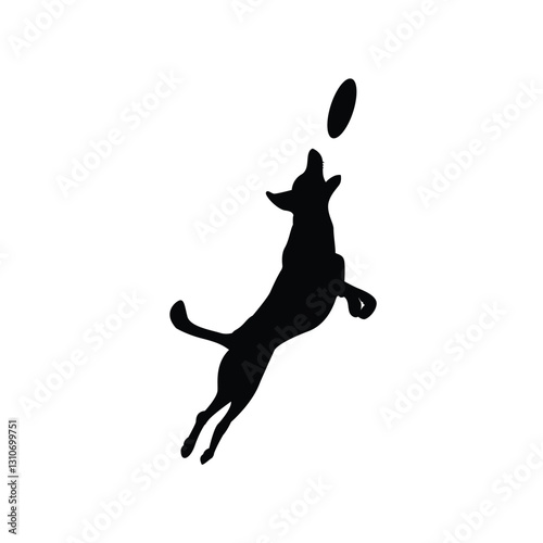 dog catching a disc silhouette