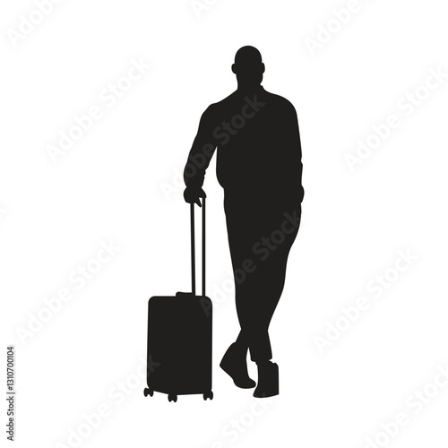 man with trolley bag silhouette