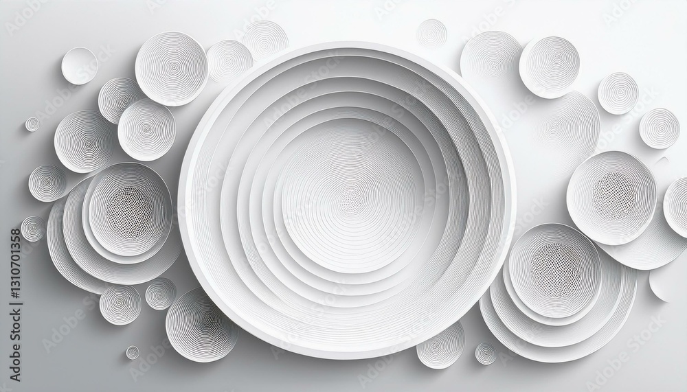 Obraz premium white circle paper cut style abstract on white background