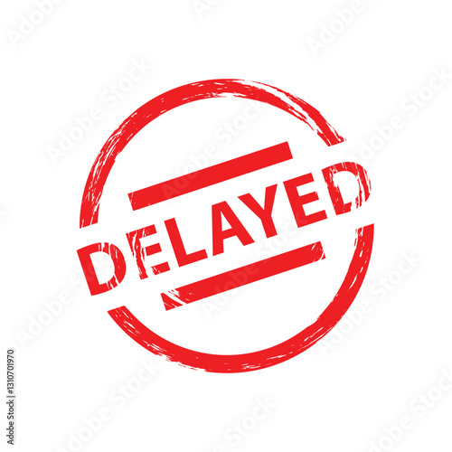 delayed label red grunge texture round