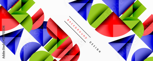 Abstract geometric pattern with intersecting circles and triangles in gradients. The high-contrast composition creates depth and a dynamic, modern aesthetic
