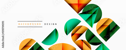 Abstract geometric pattern with intersecting circles and triangles in gradients. The high-contrast composition creates depth and a dynamic, modern aesthetic