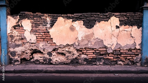 Weathered Brick Wall Texture  Decayed Plaster  Aged Brick  Urban Background