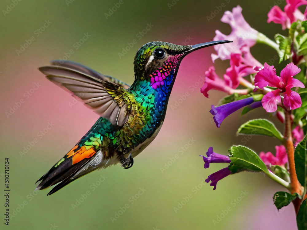 Fototapeta premium hummingbird on flowers
