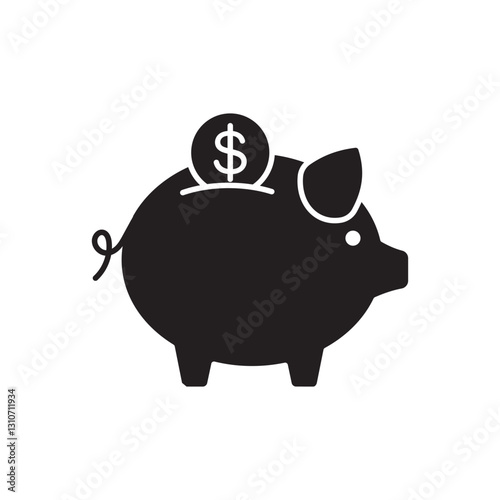 piggybank savings black design icon