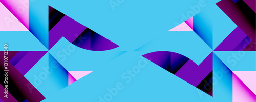 Abstract geometric artwork with interwoven angular and curved shapes, dynamic composition with smooth gradients and bold contrasts
