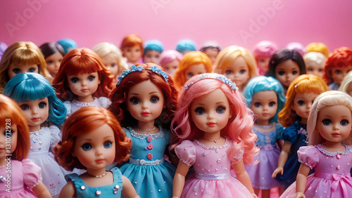 Colorful dolls in an abstract background