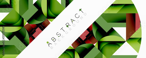Abstract geometric artwork with interwoven angular and curved shapes, dynamic composition with smooth gradients and bold contrasts