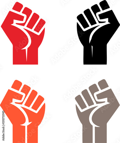 Strong raised fist emblem symbolizing unity, power, and resistance in a bold vector style for activism and empowerment themes