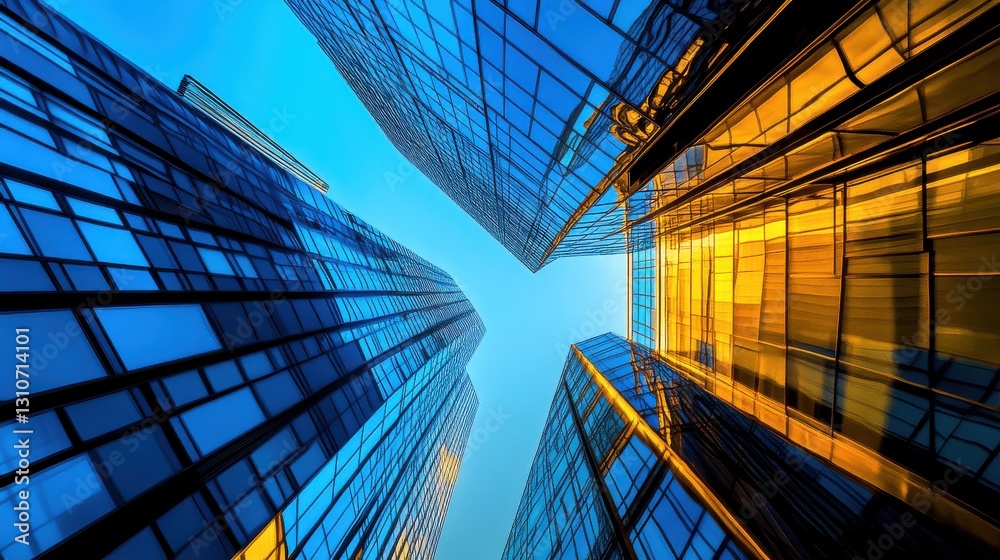 Obraz premium Modern Financial District Architecture in Daytime