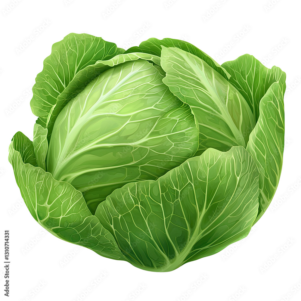 Fototapeta premium Fresh and Crisp Green Cabbage with Luscious Leaves, Ideal for Culinary Dishes and Healthy Meals