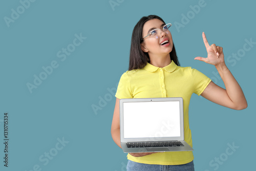 Happy young female programm...