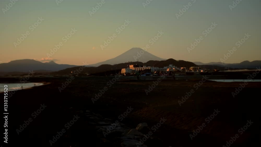 Mount Fuji Sunset View – A breathtaking sunset over Mount Fuji with a rural Japanese landscape in the foreground. Mount Fuji Sunset View – A breathtaking sunset over Mount Fuji with a rural Japanese landscape in the foreground.