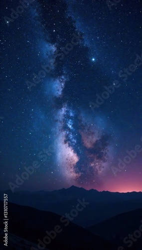Sparkling starry night sky over vast expanse of darkness, starlight, night sky