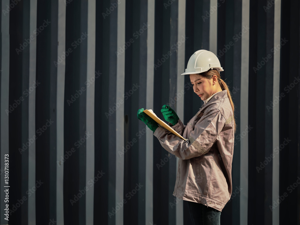 Portrait of a female worker holding clipboard