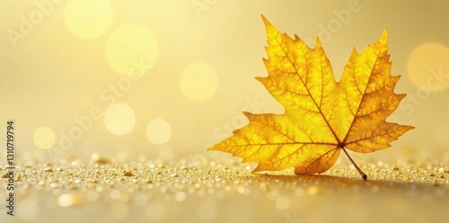 Sunny yellow leaf with intricate gold foil texture, delicate, gold foil, sunlight