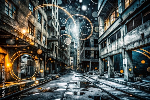 Monochrome Urban Exploration: Animated Circle Background Stock Photo