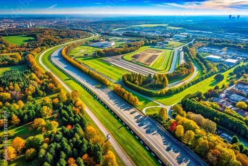 Monza Circuit Aerial View, Lombardy, Italy: High-Resolution Drone Photography of Famous Race Track near Milan