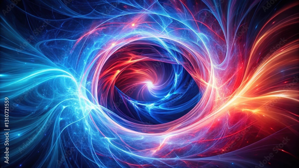 Abstract swirling cosmic energy vortex, a mesmerizing display of vibrant red and blue light streams creating a dynamic, powerful visual spectacle Abstract swirling cosmic energy vortex, a mesmerizing display of vibrant red and blue light streams creating a dynamic, powerful visual spectacle