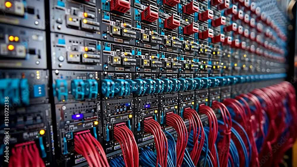 Server rack, technology, data center, cables, digital Server rack, technology, data center, cables, digital