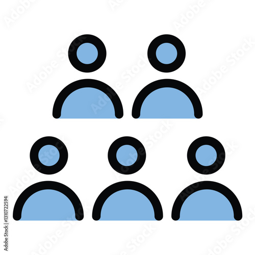 Audience icon in flat line style representing a group of people spectators or viewers ideal for event media and entertainment concepts.
