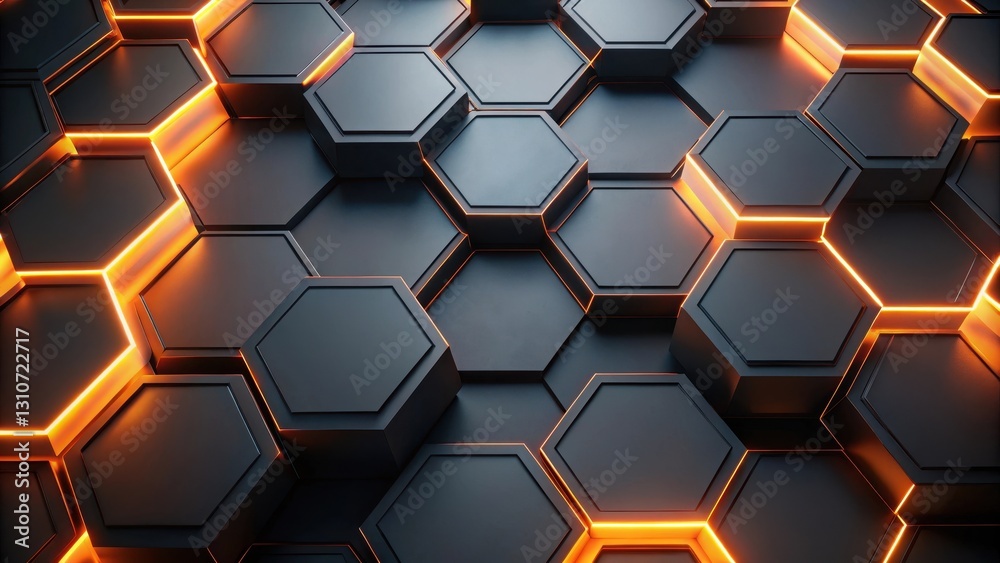 Abstract Hexagonal Pattern with Glowing Edges A Modern Technological Design Abstract Hexagonal Pattern with Glowing Edges A Modern Technological Design