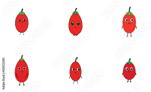 Cute goji berry cartoon vector
