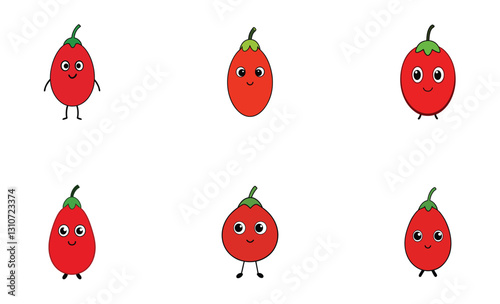 Cute goji berry cartoon vector