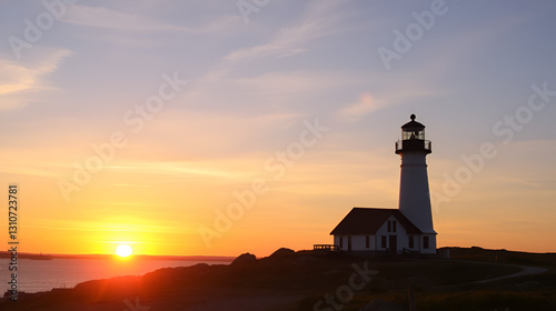 Light House at Peggy Cove at Sunset, Nova Scotia, Canada