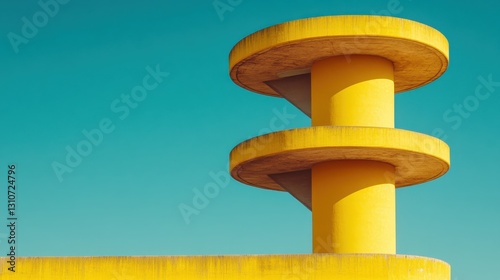 Modern Urban Skyscraper Against Clear Blue Sky