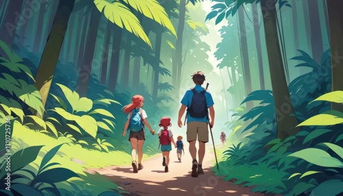 Family Adventure in the Lush Green Forest