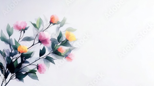 Whimsical Watercolor Peonies  Asian Inspired Floral Art Print