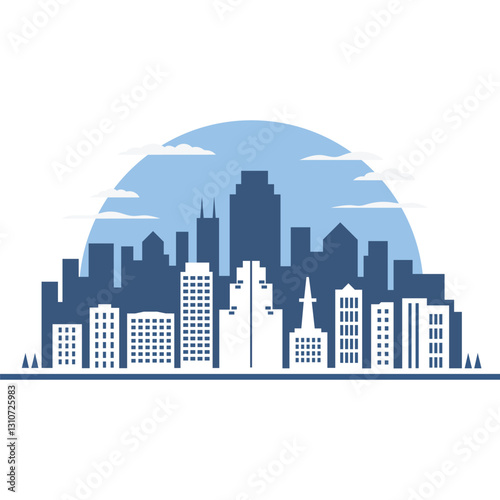 Modern city vector skyline at sunset, silhouette style or shadow vector design concept.