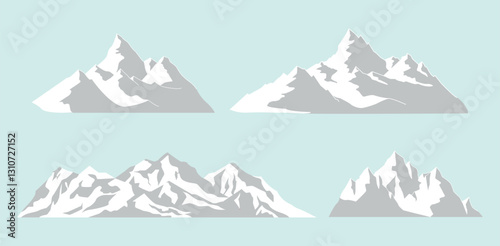 mountain landscape flat design set blue background