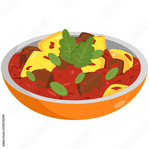 Spicy Fried Potatoes Indonesian Food Illustration