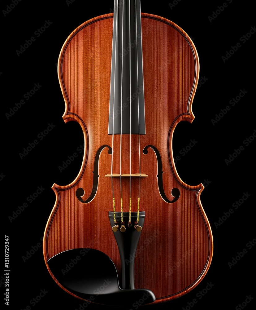 Closeup of a violin in detailed wood standard studio photography black background realistic focus Closeup of a violin in detailed wood standard studio photography black background realistic focus